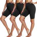3 Pack Biker Shorts for Women 8" Black High Waisted Tummy Control for Gym Workout Athletic Cheerleading Yoga (XX-Large, Black)
