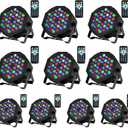 Litake DJ Par Lights, RGB 36 LED Stage Lights Sound Activated,Remote & DMX Controlled LED Uplights,7 Modes Uplighting for Dance Party Church Wedding Birthday Holiday Music Show-10 Pack