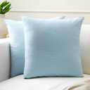 Encasa XO Throw Pillow Covers 18x18 in Set of 2 Ice Blue | No Inserts | Cotton Pillow Covers for Living Room, Bed, Sofa, Couch | Decorative Cushion Covers with Improved Zippers