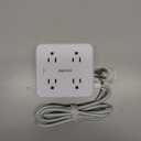 Surge Protector Power Strip - CHCORE 5Ft Braided Extension Cord with 8 Outlets with 4 USB (2 USB C) Charging Ports, Flat Plug Multi Plug Outlet Extender Charging Station for Home Office, ETL, White