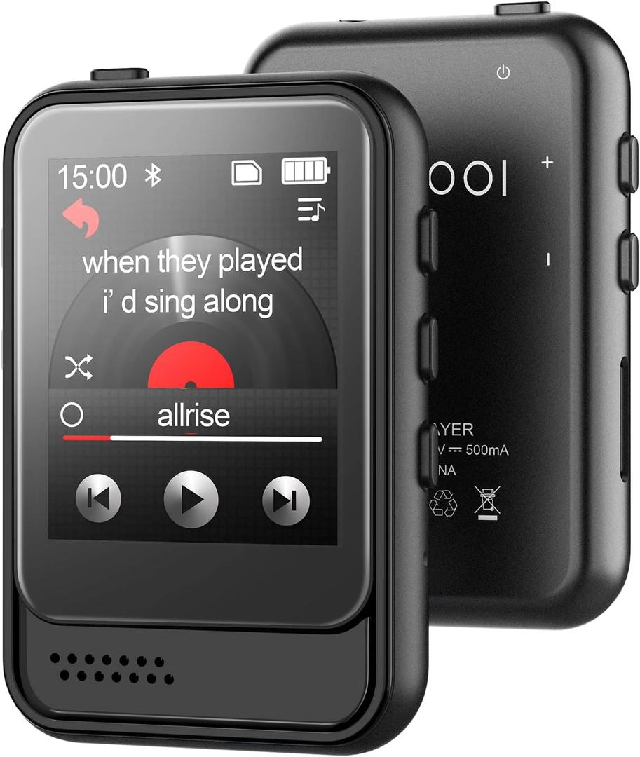 MP3 Player with Bluetooth,Portable Full Touchscreen Music Player with Speaker and Micro SD Card Slot,MP4 Player with FM Radio,Voice Recording,Earphone,for Kids and Outdoors,Max 256GB Expand