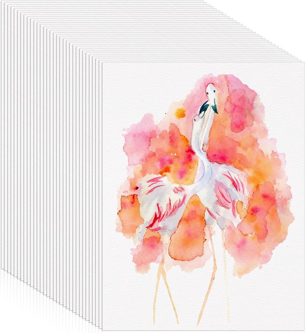 120 Sheets Watercolor Paper 8.5 x 11, 140 lb/300 GSM Cold Press Watercolor Paper Bulk White Water Color Paper for Kids Child Students Adults Artists Drawing