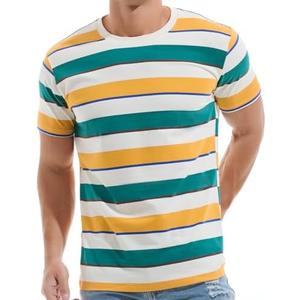 VEIISAR Men's Crewneck Striped T-Shirt Soft Elastic Cotton Tees XXXL