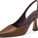 Coutgo Womens Slingback Stiletto High Heels Closed Pointed Toe Pumps DOrsay Sexy Office Dress Shoes (11, Brown)