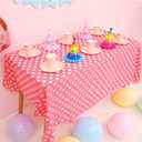 2 x 3Pack Plastic Table Cloth Disposable for Rectangle Tables, Pink Polka Dot Table Cloths for Baby Shower Bridal Shower Mouse Birthday Party Decorations Size 54x108 Inch (Pink+White dots)