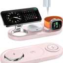 Upgraded 3 in 1 Wireless Charging Station for Apple Devices, Faster Mag-Safe Charger Stand, Magnetic Charger Station for iPhone 17/16/15/14/13/12 Series & AirPods Pro & Apple Watch Series Pink