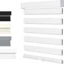 MYshade Cordless Zebra Blinds for Windows with Free-Stop(White,46" W x 72" H) Dual Layer Shades for Day & Night Privacy and Light Filtering, Perfect for Home & Bedroom, Easy to Install