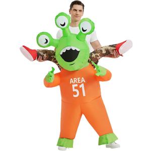 COMIN Halloween Inflatable Alien Costume Adults Cosplay Costumes Funny Ride on Blow Up Costumes Alien Suit for Men Women (72")