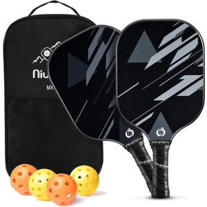 niupipo Pickleball Paddles Set of 2/4, USAPA Approved Lightweight Pickleball Rackets, Durable Fiberglass Surface with Polypropylene Honeycomb Core, Cushion Grip and Carry Bag