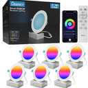 Ligency Smart Recessed Lighting 4 Inch, 9W Ultra-Thin Wi-Fi LED Downlight RGBCW Color Changing Ceiling Light Compatible with Alexa & Google Assistant with Junctio Box, 810 Lumen, 6-Pack