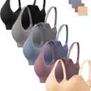 HBselect Nursing Bras for Breastfeeding Women Maternity Bras Seamless Wireless Pregnancy Sleep Bra with Bra Extenders (Medium, 5pack(black/Grey/Blue/Purplebean/Nude))