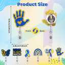 ANGOLIO Down Syndrome Awareness Badge Reels - 6Pcs Retractable Glitter Acrylic Ribbon ID Badge Holder for Nurse Doctor Teacher Student Name Tag Cards World Down Syndrome Day Back to School Gifts