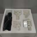 9 Pcs Christmas Village Figurines Sets - 4 Lighted Ceramic Houses with Remote Control & 5 Trees - Christmas Decorations Indoor - White Xmas Holiday Farmhouse Rustic Decor for Home Table Room