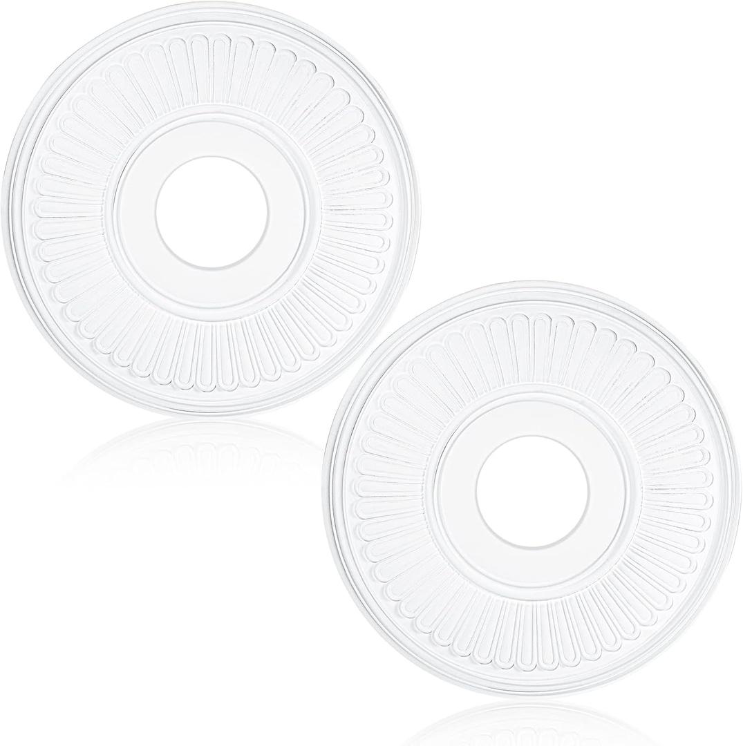Liliful 2 Pieces PU Ceiling Medallion for Light Fixtures White Ceiling Light Decorative Fan Medallion Lighting Ceiling Ring Covers 13"OD x 3.5"ID Molded Round Ceiling Medallions for Chandeliers Home