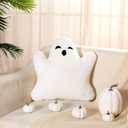 Ghost Halloween Pillows Cute Happy Halloween Ghost Shaped Throw Pillow Decorative Spooky Pillow 19.7 x 16.5 Inch Ghost Decor Stuffed Halloween Pillow for Couch Home Sofa Cushion (White)