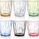 Hedume Set of 6 Premium Plastic Drinking Glasses, 6 Colors 10.5 Oz Stackable Tumbler Cups, BPA Free
