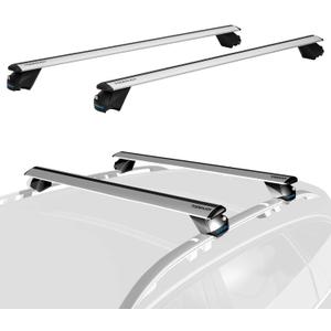 COWVIE 53 Inch Aluminum Roof Rack Cross Bars for Raised Side Rails, Adjustable Cargo Bars with Keyed Locks, Hold 198 LBS, Silver
