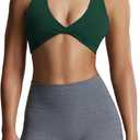 Aoxjox Women's Workout Sports Bras Fitness Backless Padded Sienna Low Impact Bra Yoga Crop Tank Top (Large, Storm Green)