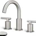 8 Inch Widespread Bathroom Faucet 3 Hole with Pop-up Drain, 2 Handle Bathroom Sink Faucet, Modern Vanity Faucet for Bathroom Sink with 360 Swivel SpoutBrushed Nickel