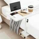 Bedside Shelf Rotating Foldable Tray:Height-Adjustable Clip On Bed Side Tray Table, Tray Table with Sturdy Metal Pole,Fits Bed Frames 0.7"-2.7" Wide for Dorms, Apartments, Bedrooms,Dorm Essentials, 15" x 10.6"