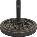 Garvee Round Patio Umbrella Base, 20" 26.5LB Heavy Weight Stand Antiqued Umbrella Stand with Adjustable Pole Adapters Fits 1.5" to 2.1" Poles for 7.5-11FT Umbrellas for Outdoor Deck Poolside, Bronze