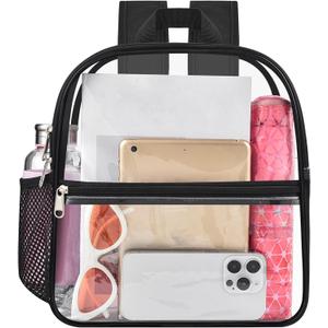 USPECLARE Clear Backpack for Stadium Approved 12612, Water proof Clear Bag for Stadium Events and Concert Work Sport Event (Black)