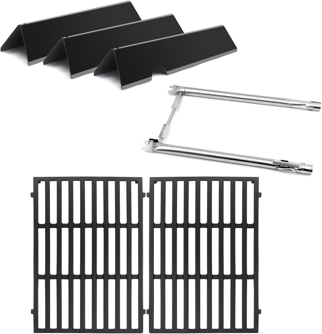 Grill Parts Replacement for Weber Spirit, 7635 Flavor Bars and 69785 Grill Burner Tubes 7637 Grill Grate for Weber Spirit I & II 200 with Front Control, Spirit E210, E220, S210, S220