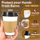 Clawsoff 100 Pack 12 oz Disposable Coffee Cups with Lids and Insulated Sleeves, Leak-free Paper and Sturdy Thick Paper Hot to Go Coffee Cups with Lids for Cold/Hot Beverage (White)