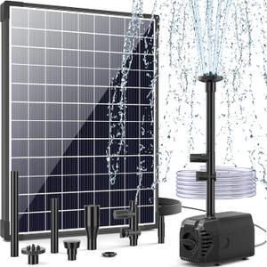 POPOSOAP 25W Solar Water Fountain Pump, Solar Water Pump with Flow Adjustable, Pond Pump with Water Shortage Protection & Diverter Valve & 16.5FT Cord for Ponds, Garden, Waterfall, Hydroponics-P125H