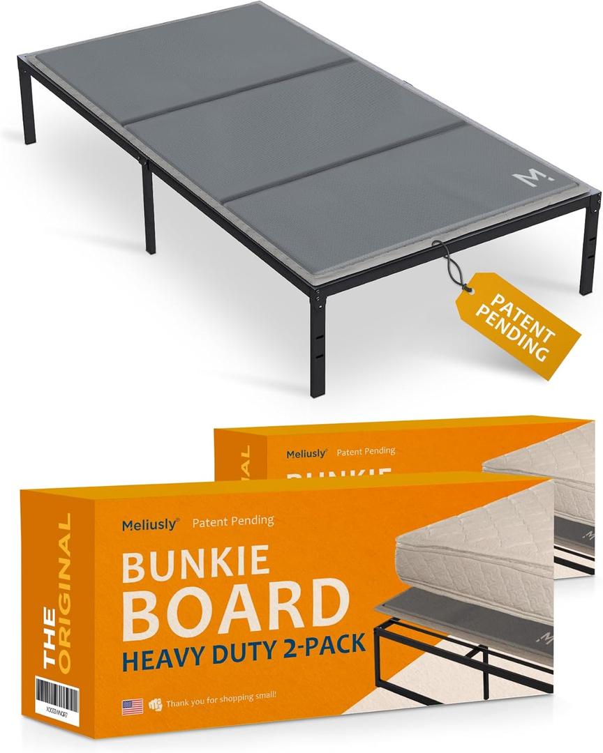 Meliusly Heavy Duty 10mm Bunkie Board Twin XL 2-Pack (38x79'') Patent Pending Low Profile Bed Board Design - Breathable, Noise Minimizing, Moisture Resistant Bunkieboards, Low Profile Bed Support