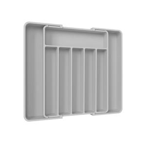 Aujen Silverware Organizer - Expandable Kitchen Drawer Organizer, Adjustable Utensil Organizer, Cutlery Tray for Forks, Knives, Multipurpose Kitchen Organizers and Storage Solution, Light Grey, Large