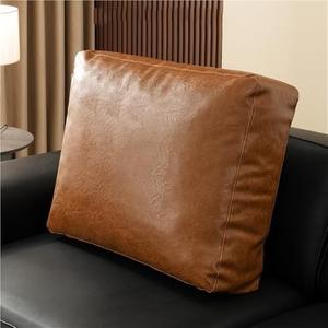 Modern Leather Sofa Backrest Cushion, Headboard Throw Pillow with Zipper, Bolster for Bedroom, Living Room and Bay Window(Light Brown,90cm/35.4in)
