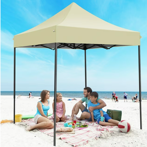 HOTEEL 6.5x6.5 FT Pop up Canopy, Waterproof Commercial Canopy Tent,Outdoor Garden Gazebo, with Carry Bag,Khaki