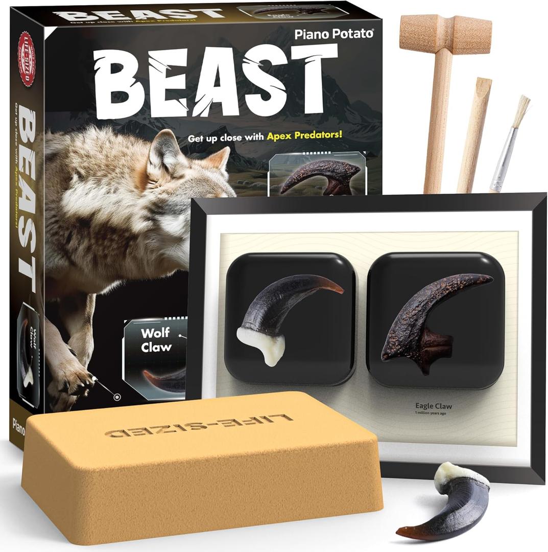 Beast Fossil Dig Kit Excavate Life-Sized Wolf Claw & Eagle Claw Replicas STEM Authenticated Science Kit for Kids Educational Gift for Boys & Girls Ages 6+