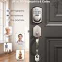 Veise Fingerprint Door Lock Set, Keyless Entry Door Lock, Front Handle Set, Electronic Keypad Deadbolt with Lever Handle, 2 Keys, Auto-Locking, One-time Codes, Easy to Install, Satin Nickel