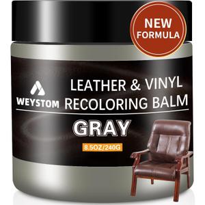 WEYSTOM Leather Recoloring Balm & Repair Kit for Furniture - Dye, Renew & Restore Aged, Faded, Cracked, Peeling, Scuffed Surfaces(Grey) (8.5OZ, Gray)