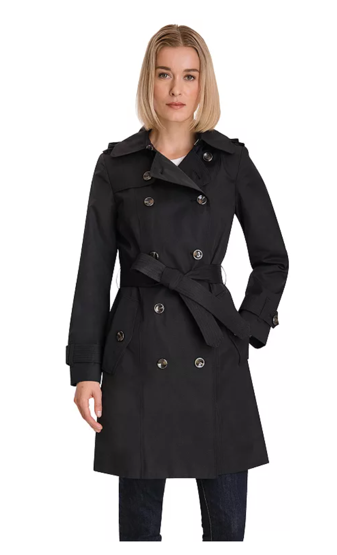 Women's London Fog Double Breasted Trench Coa 3x Plus Size, Black 