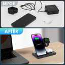 3 in 1 Charging Station for Multi Devices, Wireless Charger for iPhone 8-16 Series & Apple Watch, Wireless Charging Station for AirPods Pro/4/3/2 Black