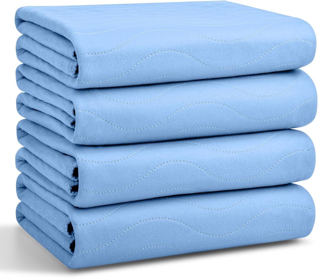 Conkote Washable Underpads, 34" x 36" (Pack of 4), Waterproof Protective Pad for Bed, Couch, Sofa, Floor, Reusable Bedwetting Incontinence Pads for Kids, Adults, Elderly, and Pets