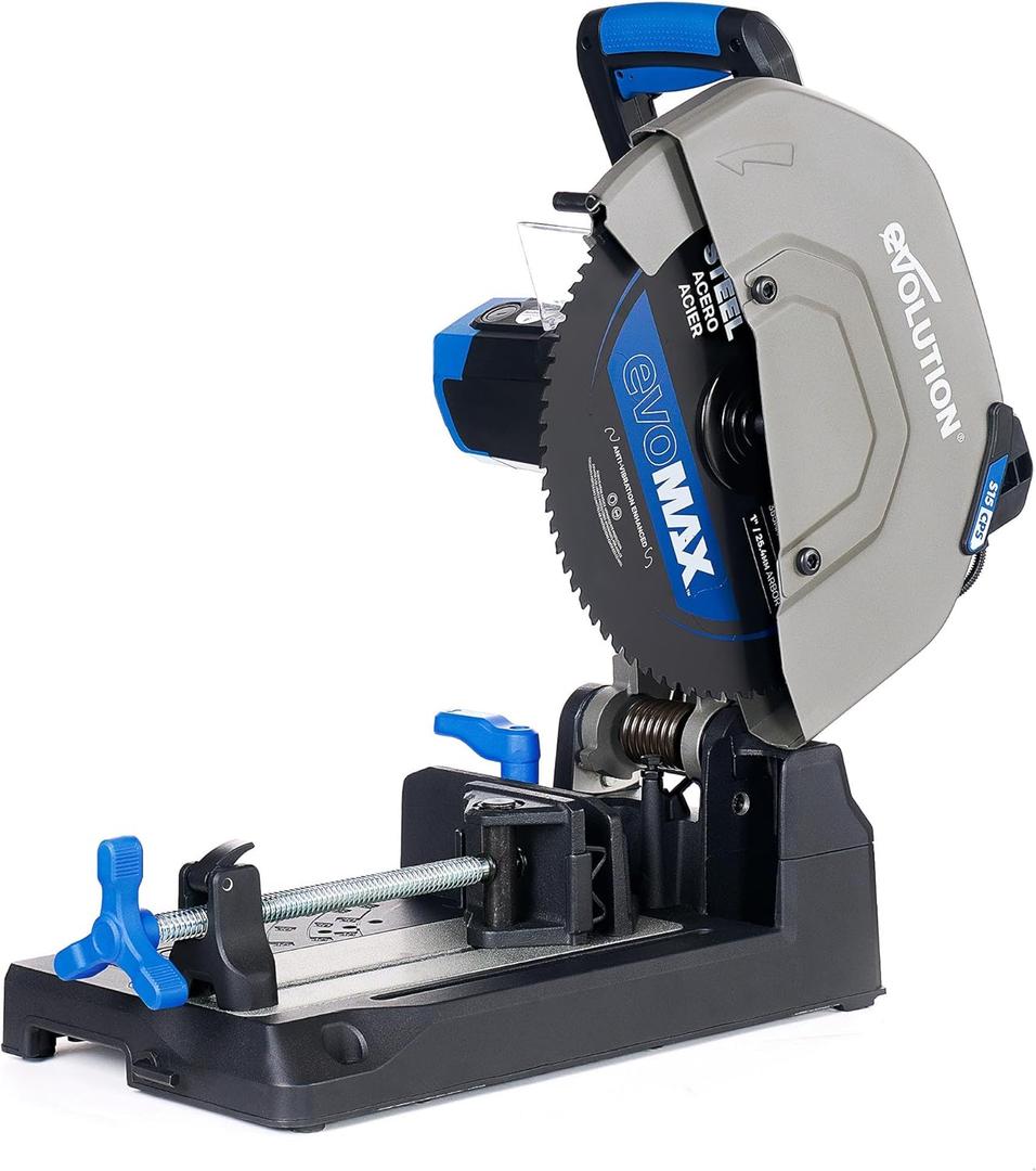 Evolution S15CPS 15" Heavy-Duty Metal Cutting Chop Saw | 3,500+ Cuts with EVOMAX14ST Blade | 15" Blade Compatible | Industrial Power Saw, Soft Start Motor, E-Brake, Precision Shadow Line Guide