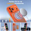 Magnetic for iPhone 17 Pro Max Case 2 x Screen Protector Compatible with MagSafe Translucent Matte Military Grade 17FT Drop Shockproof Full Camera Protection 360 Spin Stand Phone Cover Orange