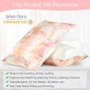 MANSPHIL Boho Tie Dyed Silk Pillow Cases Queen Size, Orange Pink Printed 22 Momme Mulberry Silk Top with Satin Underside Pillowcase for Hair and Skin, Envelope Closure, 1PC