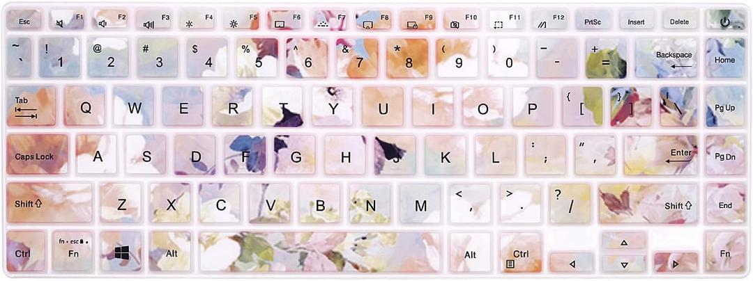 Silicone Keyboard Cover for ASUS VivoBook S14 S433 S435 M433 M413 X413 K413,VivoBook Flip 14,ZenBook 14 UX435 Q407IQ,14" E410 L410 ZenBook 14 UX435EG Q407IQ,Pink Water Color Flowers