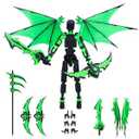 MIGESS Titan 13 Robot Action Figure, Dummy 13, Articulated Robot with Demon Wings, 3D Printed robo 13 Action Figure Articulated (Bamboo Green)
