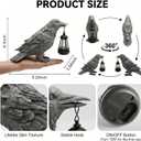 Solar Crow Statue with Light Gothic Outdoor Decor for Garden Yard Patio Halloween Decorations Outdoor Unique Goth Gifts for Home Decor Enthusiasts Grey