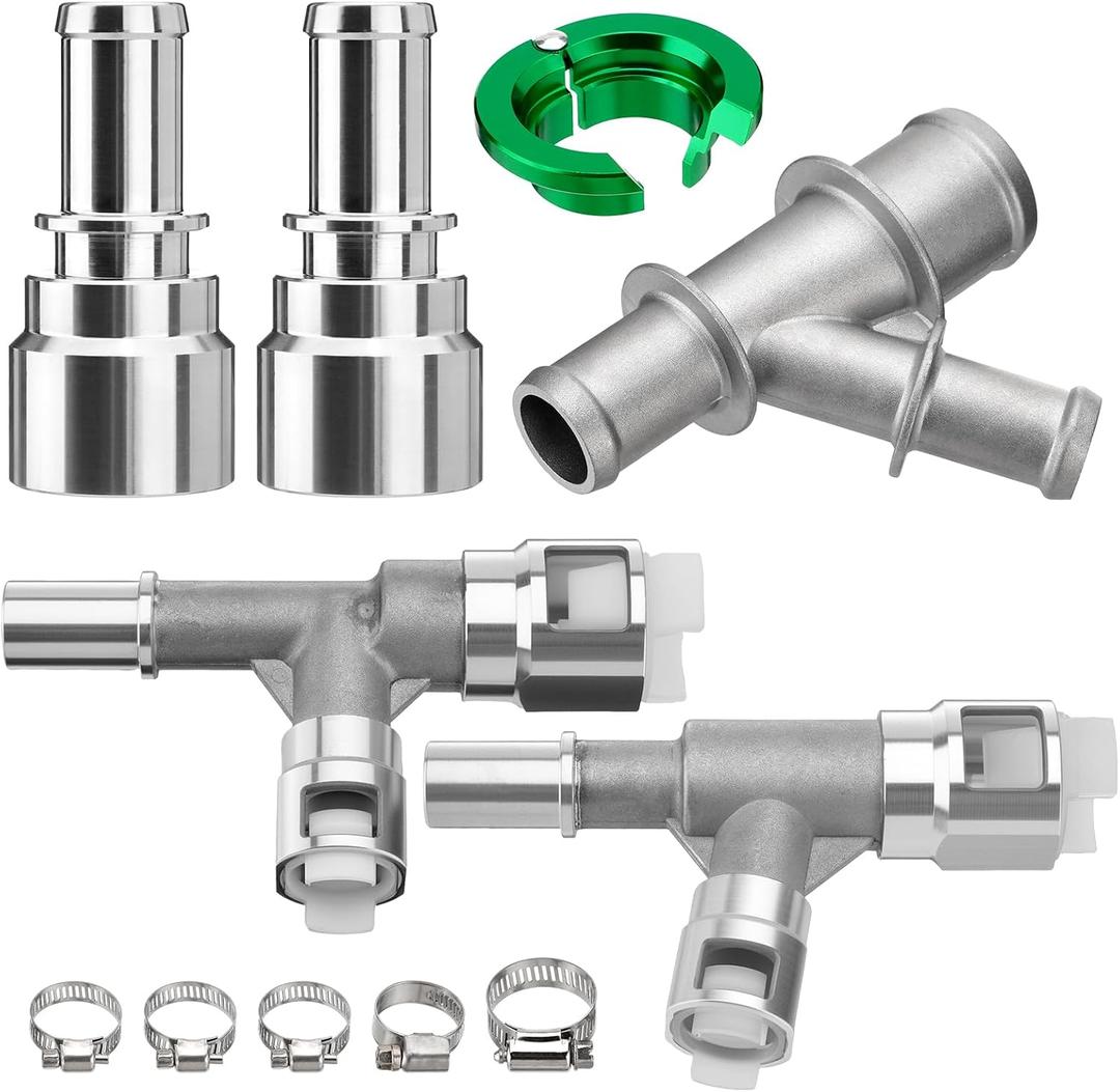 Heater Hose Connector Kit, 800-403HP Heater Core Hose Connectors+39190 Disconnect Tool+800-413HP and 800-413HP Metal Heater Hose Connector+Coolant Radiator Hose Y Junction Connector (with Hose Clamps), 6 PCS