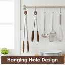 4Pcs Wooden Tongs for Cooking, Stainless Steel Salad Tong with Walnut Wood Tip, 9 Inch 12 Inch Walnut Wooden Kitchen Tongs, Anti-Slip Long Handle Wood Kitchen Utensils for Salad Tossing