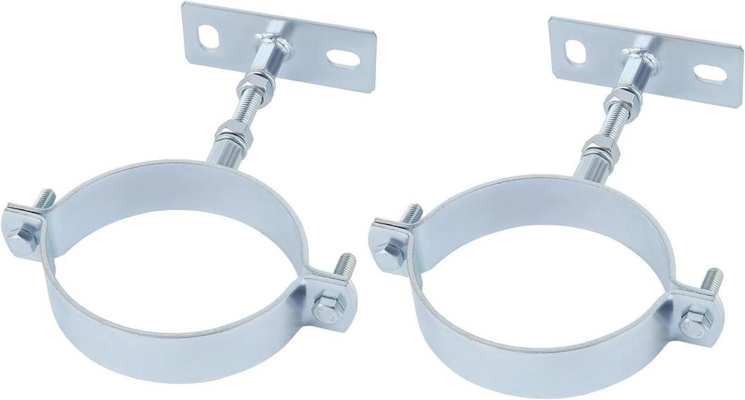 2 Pcs 3 Inch Adjustable Pipe Bracket, Heavy Duty Galvanized Steel Split Ring HangerChimney Adjustable Wall StrapPipe Bracket Clamp Strapchimney pipe support bracket