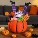 Geelin Halloween Table Centerpieces 12.2" x 7.6" Halloween Pumpkin Tabletop Decorations Artificial Pumpkins Flowers Ghost Candy Witch Decor for Table Home Kitchen Indoor Party Supply