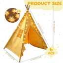 Teepee Tent for Kids,with String Lights,6 PackYellow, 5.25 feet